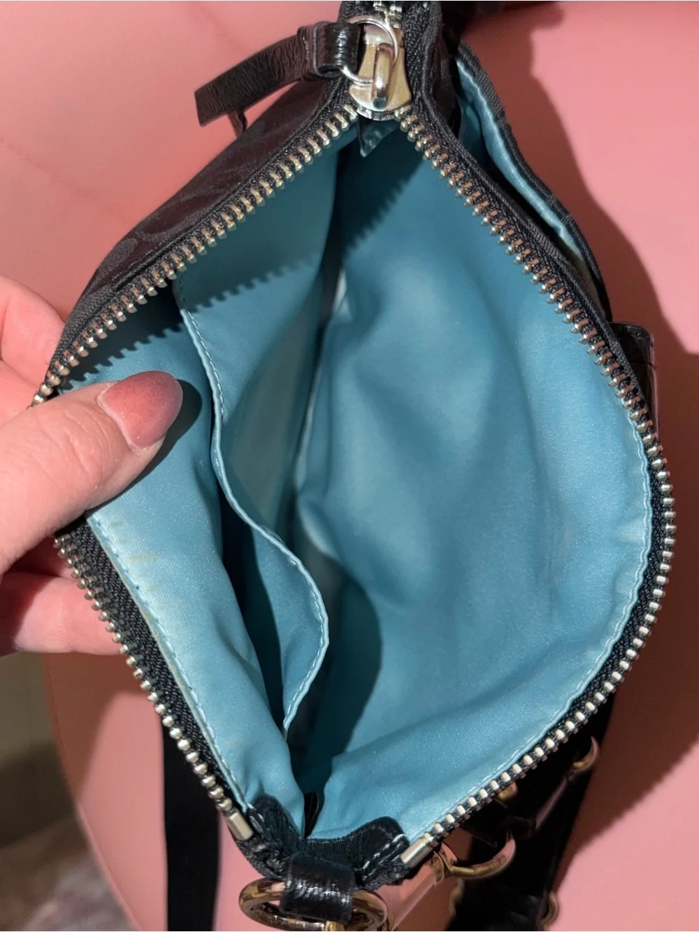 Coach Black Signature Satin Crossbody Bag